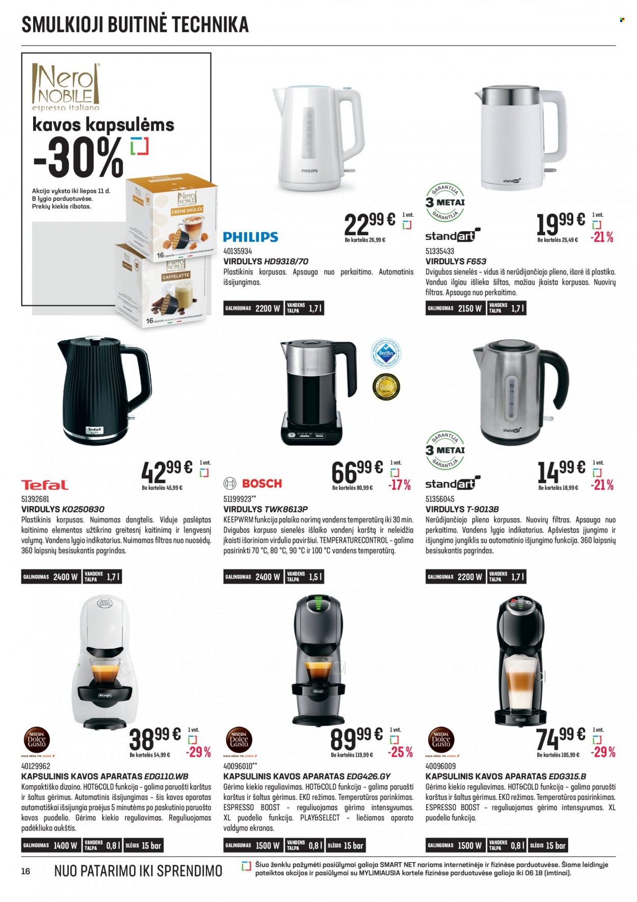 „Senukai“ leidinys - 2022 06 16 - 2022 07 11 - Išpardavimų produktai - kapsulinis kavos aparatas, kavos aparatas, vanduo, vandens. 16 puslapis.
