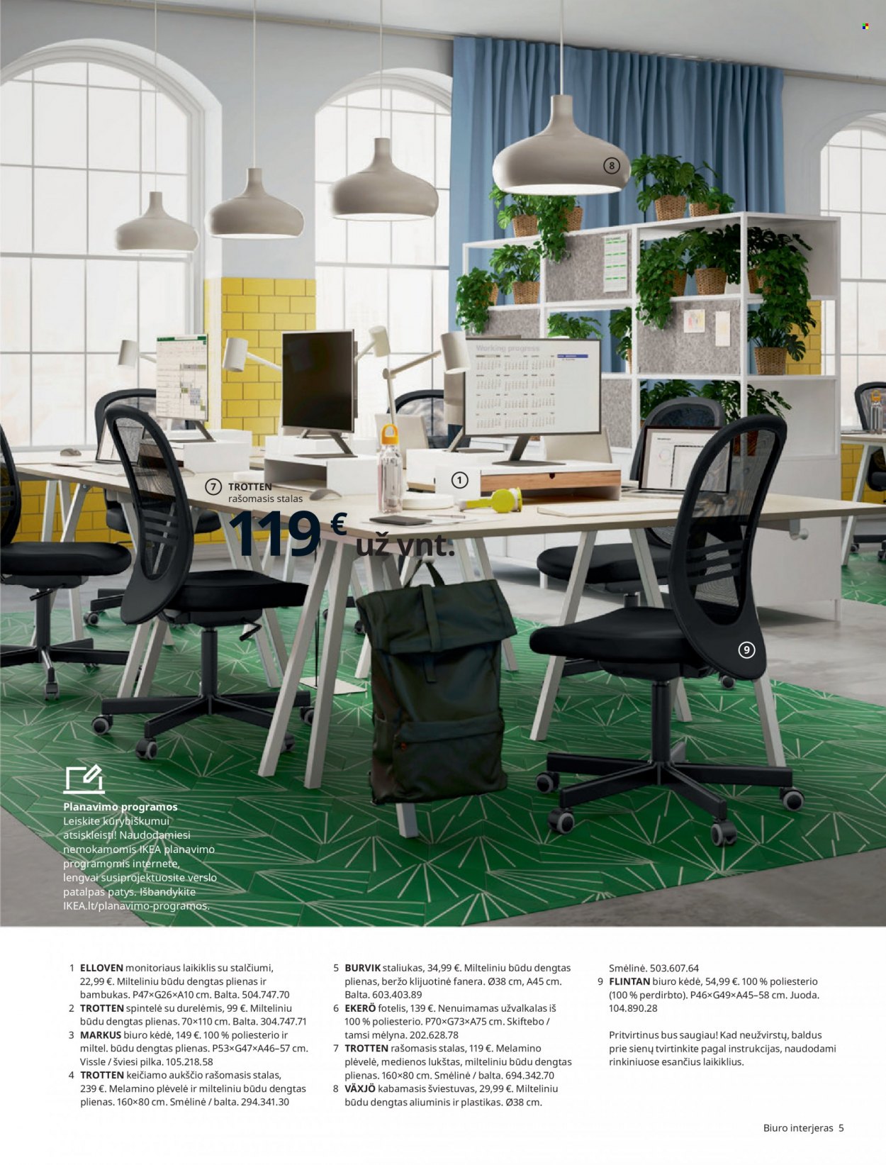 „IKEA“ leidinys - Išpardavimų produktai - rasomasis stalas, foteliai, kėdė. 5 puslapis.