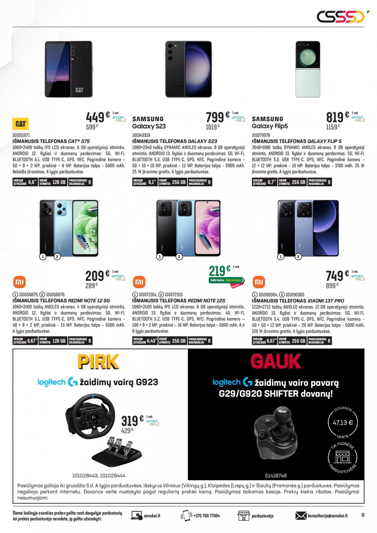 „Senukai“ leidinys - 2023 11 09 - 2023 12 05 - Išpardavimų produktai - Xiaomi, Samsung Galaxy, telefonas, išmanusis telefonas, baterijos. 9 puslapis.