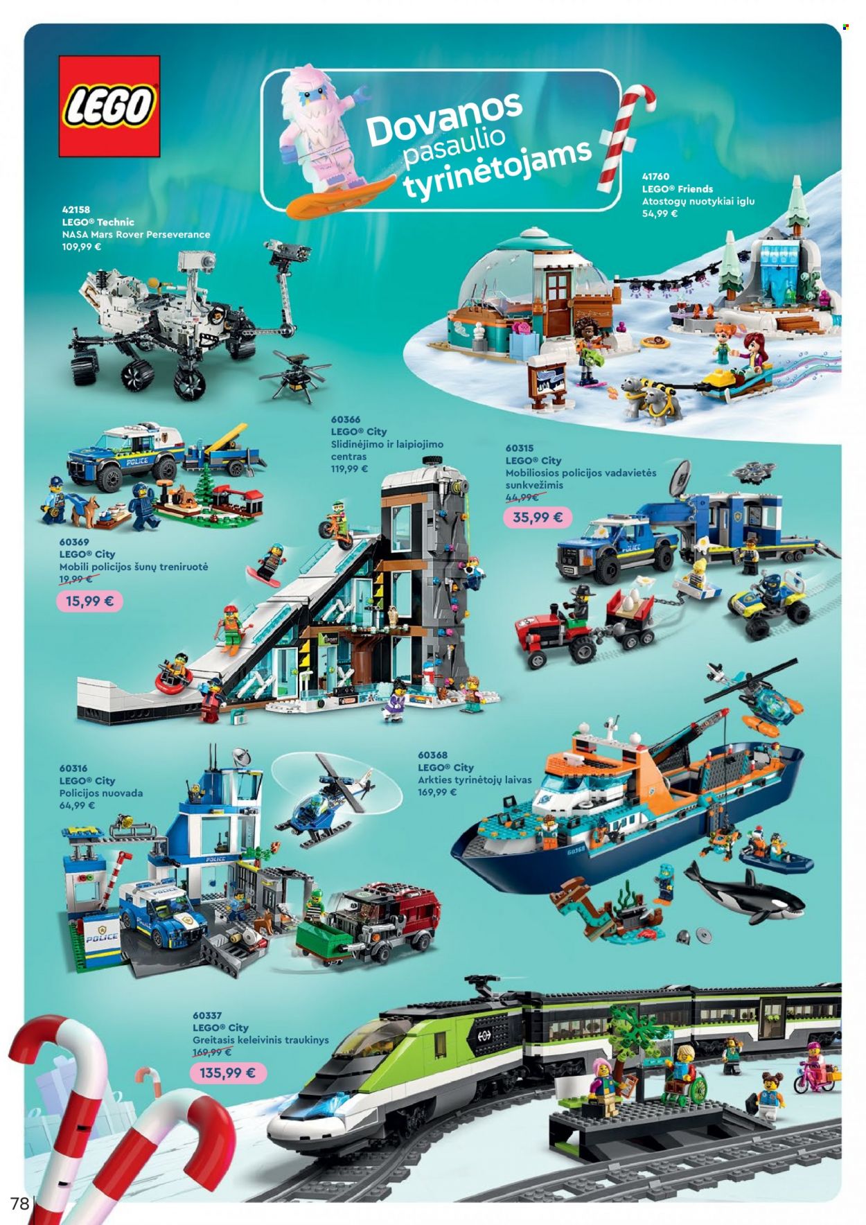 thumbnail - „Rimi“ leidinys - 2023 11 21 - 2024 01 01 - Išpardavimų produktai - Lego, Lego Friends, Lego City, traukinys. 78 puslapis.