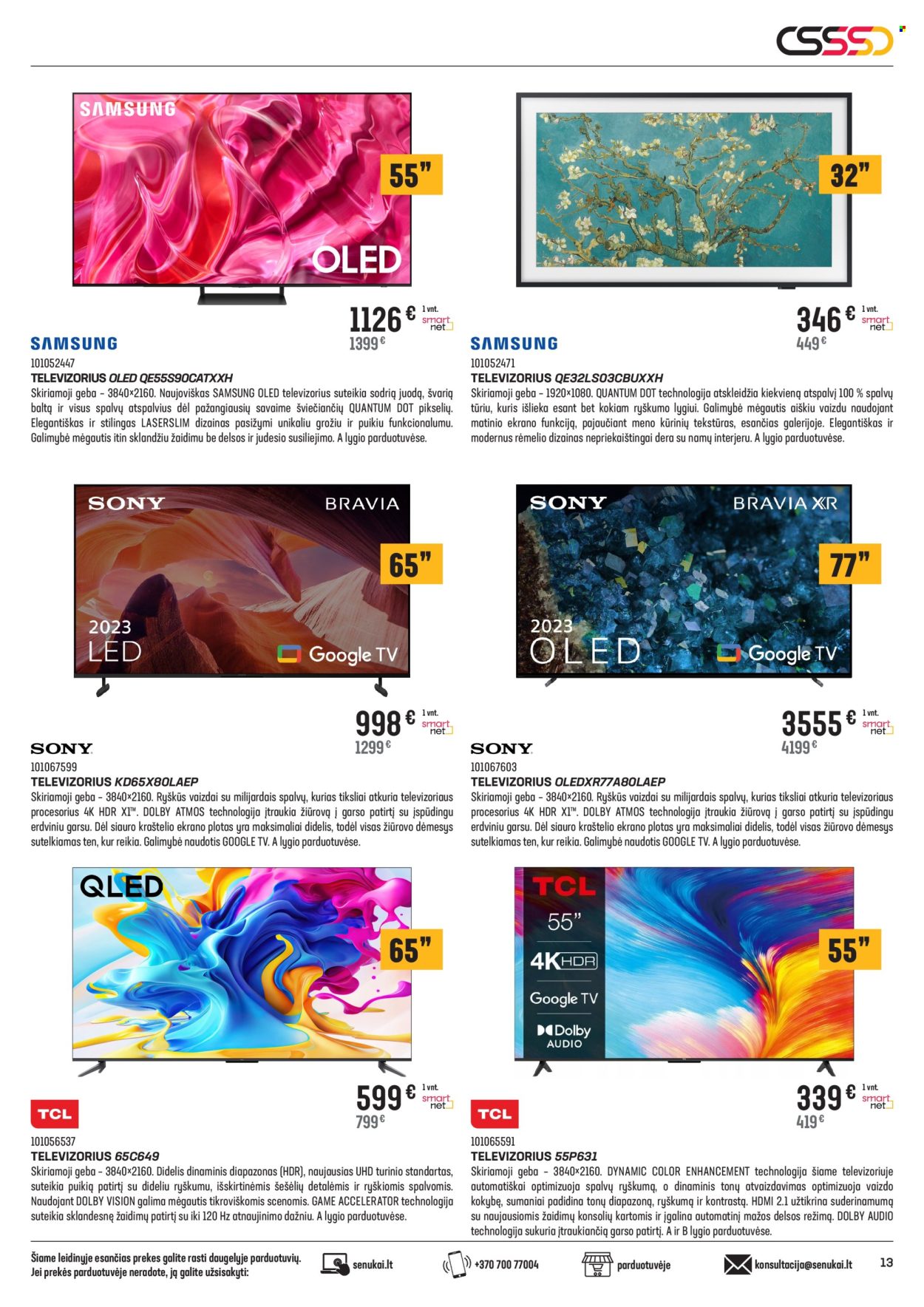thumbnail - „Senukai“ leidinys - 2024 04 10 - 2024 05 13 - Išpardavimų produktai - Samsung, OLED, televizorius. 13 puslapis.