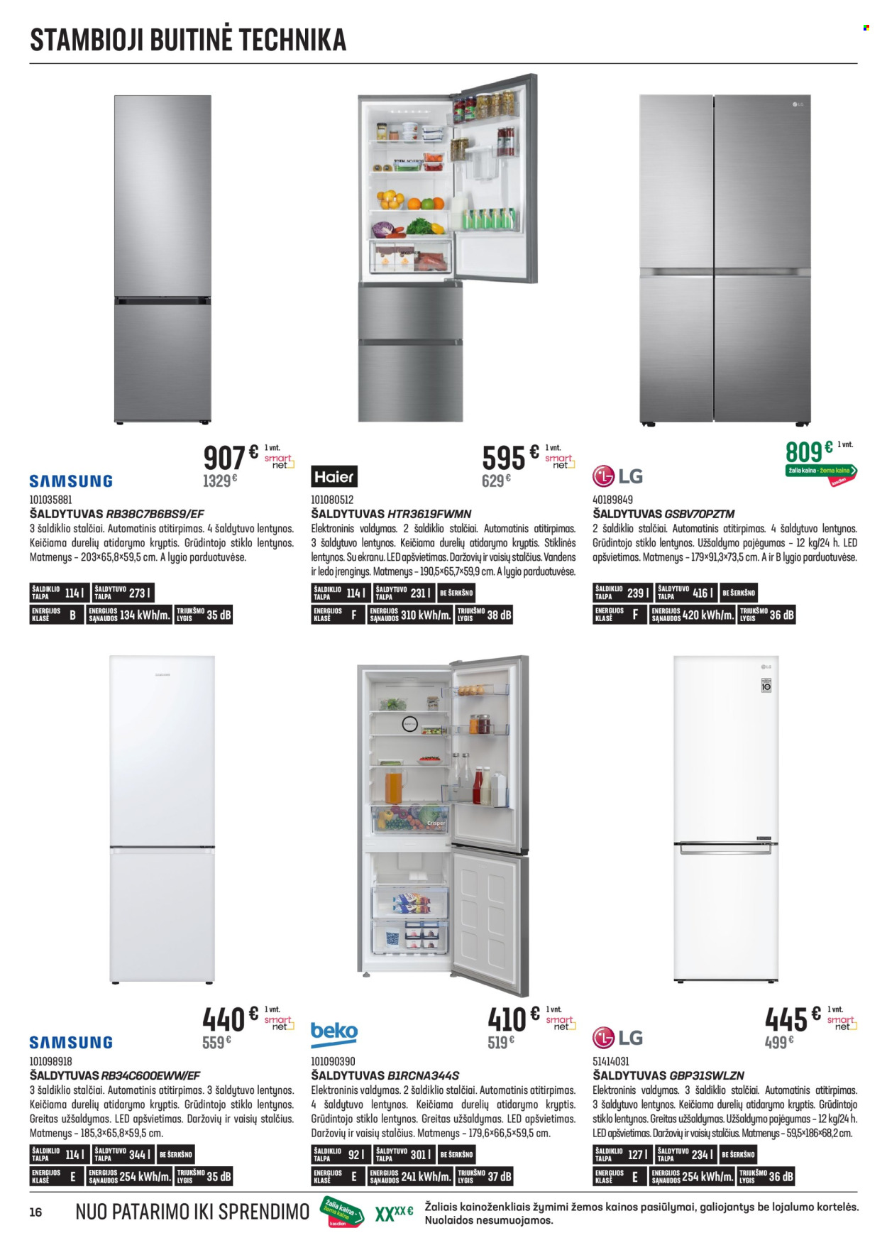 thumbnail - „Senukai“ leidinys - 2024 04 10 - 2024 05 13 - Išpardavimų produktai - šaldytuvas. 16 puslapis.