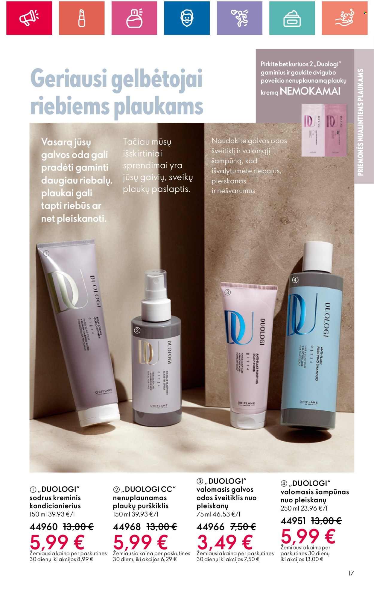 thumbnail - „Oriflame“ leidinys - 2024 04 18 - 2024 05 08 - Išpardavimų produktai - šampūnas. 17 puslapis.