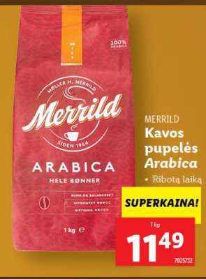 Merrild Kavos pupelės Arabica