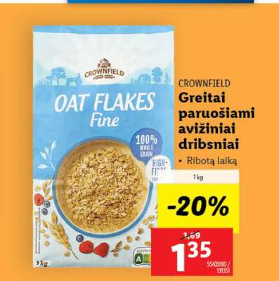 Crownfield Oat Flakes Fine