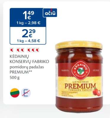 KĖDAINIŲ KONSERVŲ FABRIKO pomidorų padažas PREMIUM