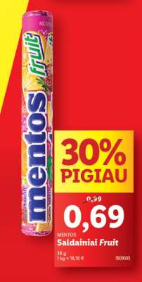 MENTOS Saldainiai Fruit