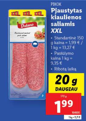 Pjaustytas kiaulienos saliamis XXL