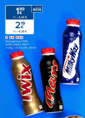 Pieno gėrimas TWIX; MARS; MILKY WAY