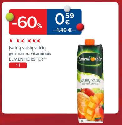 Įvairių vaisių sulčių gėrimas su vitaminais ELMENHORSTER