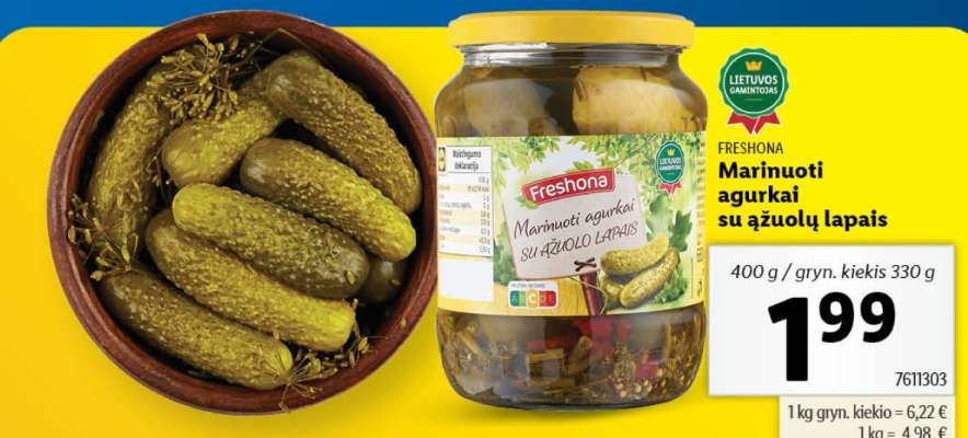 Marinuoti agurkai su ąžuolų lapais