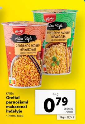 Greitai paruošiami makaronai indelyje