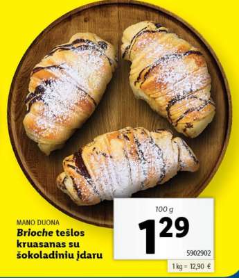 Brioche tešlos kruasanas su šokoladiniu įdaru
