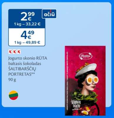 Jogurto skonio RŪTA baltasis šokoladas ŠALTIBARŠČIŲ PORTRETAS
