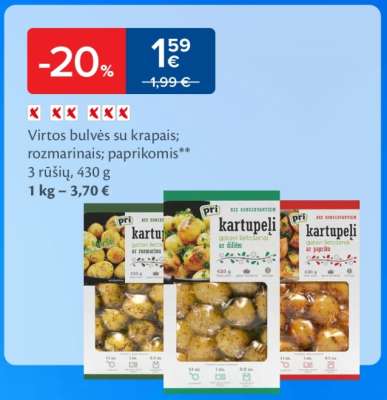 Virtos bulvės su krapais; rozmarinais; paprikomis