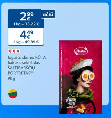 Jogurto skonio RŪTA baltasis šokoladas ŠALTIBARŠČIŲ PORTRETAS