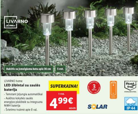 LED žibintai su saulės baterija
