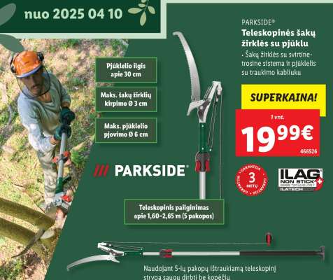 Teleskopinės šakų žirklės su pjūklu