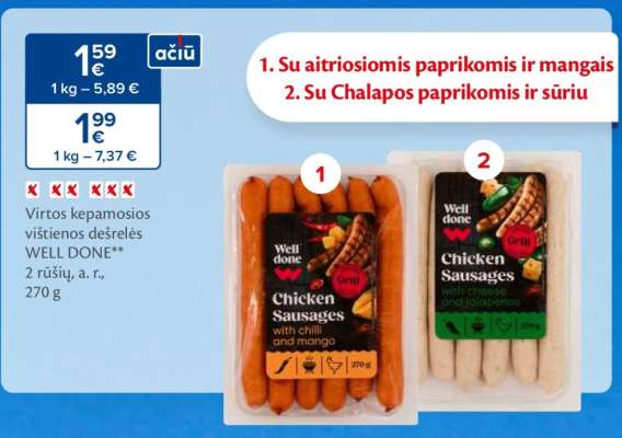 Virtos kepamosios vištienos dešrelės WELL DONE