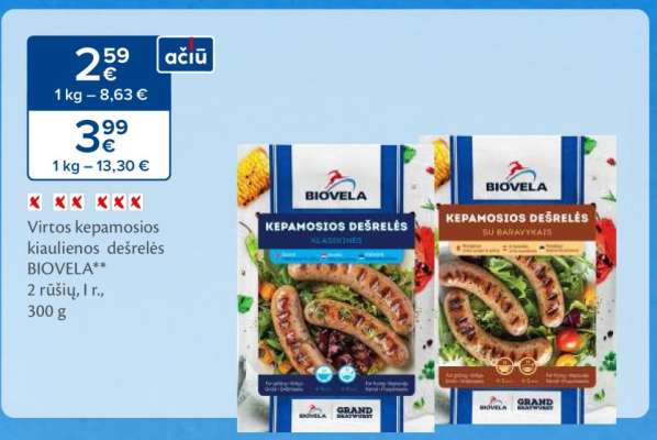 Virtos kepamosios kiaulienos dešrelės BIOVELA