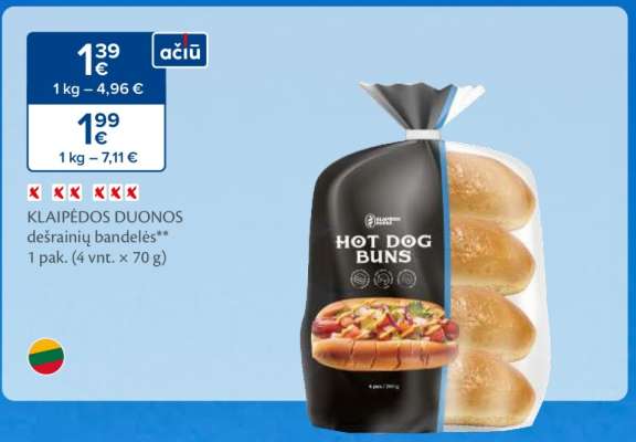 KLAIPĖDOS DUONOS dešrainių bandelės