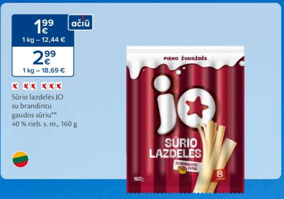 Sūrio lazdelės JO su brandintu gaudos sūriu