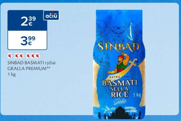 SINBAD BASMATI ryžiai GRALLA PREMIUM