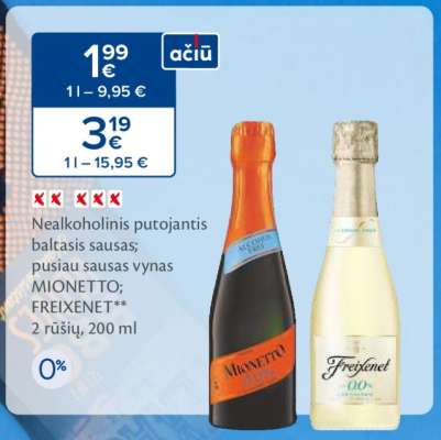Nealkoholinis putojantis baltasis sausas vynas