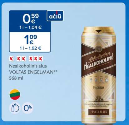 Nealkoholinis alus VOLFAS ENGELMAN
