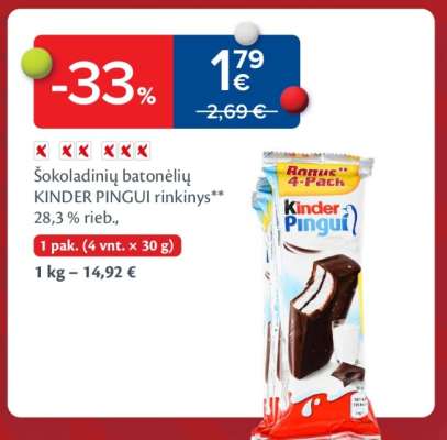 Šokoladinių batonėlių KINDER PINGUI rinkinys