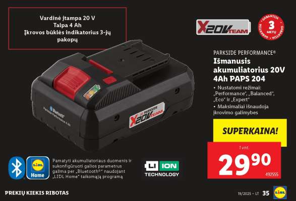 Išmanusis akumuliatorius 20V 4Ah PAPS 204