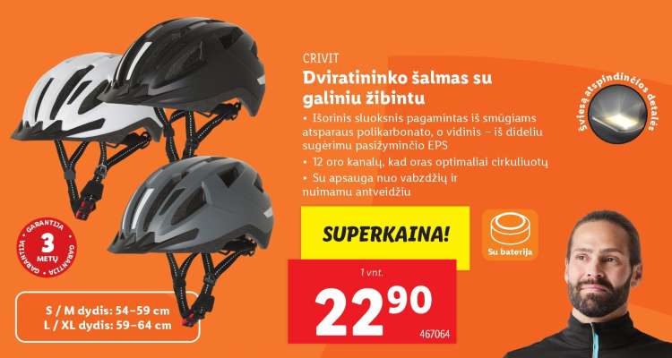 Dviratininko šalmas su galiniu žibintu