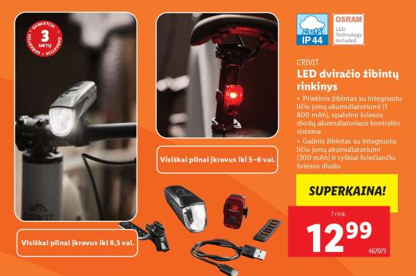 LED dviračio žibintų rinkinys