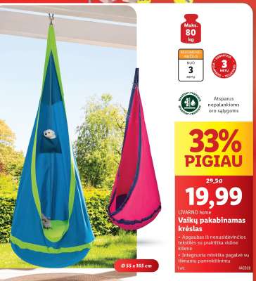 Vaikų pakabinamas krėslas