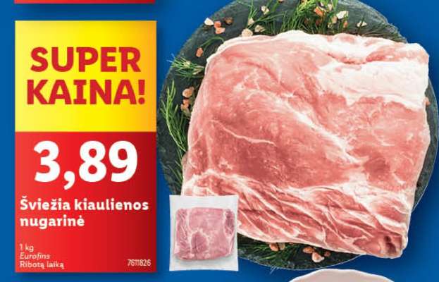 Šviežia kiaulienos nugarinė