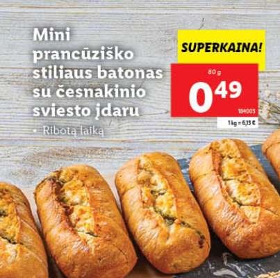 Mini prancūziško stiliaus batonas su česnakinio sviesto įdaru