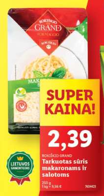 Tarkuotas sūris makaronams ir salotoms
