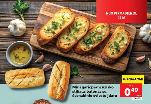 Mini garicprancūziško stiliaus batonas su česnakinio sviesto įdaru