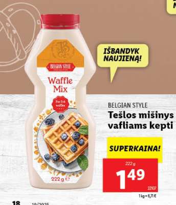 Tešlos mišinys vafliams kepti