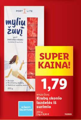 Krabų skonio lazdelės iš surimio