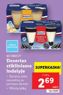 Desertas stiklinėse indelyje