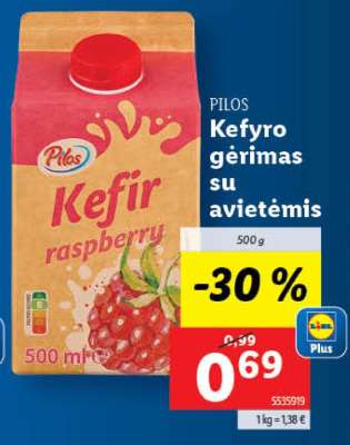 Kefyro gėrimas su avietėmis