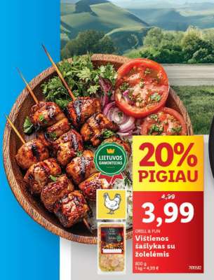Vištienos šašlykas su žolelėmis