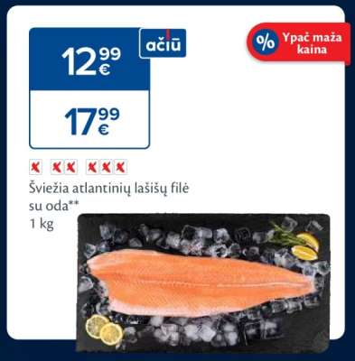 Šviežia atlantinių lašišų filė su oda