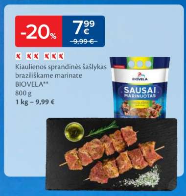 Kiaulienos sprandinės šašlykas braziliškame marinate BIOVELA
