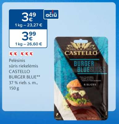 Pelėsinis sūris riekelėmis CASTELLO BURGER BLUE