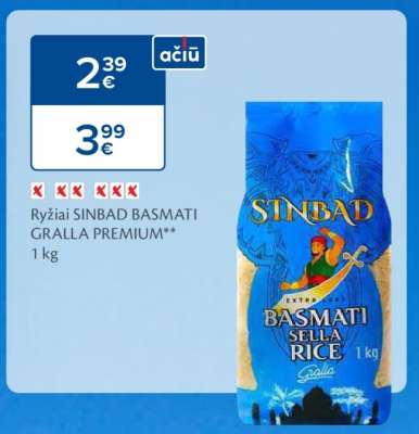 Ryžiai SINBAD BASMATI GRALLA PREMIUM