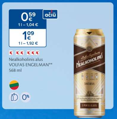 Nealkoholinis alus VOLFAS ENGELMAN