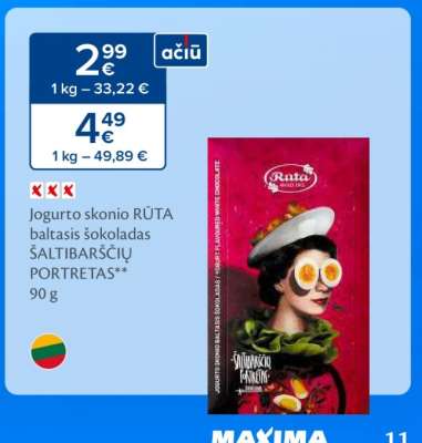 Jogurto skonio RŪTA baltasis šokoladas ŠALTIBARŠČIŲ PORTRETAS