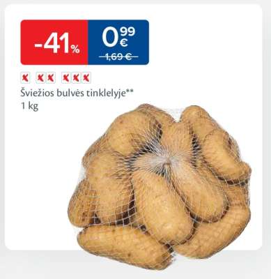 Šviežios bulvės tinklelyje